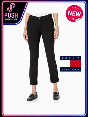 NEW Tommy Hilfiger Women's Hampton Crop Chino Pants Black Size 14 NWT ⭐